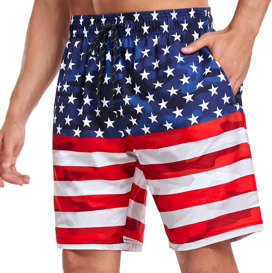  Mens Swim Trunks Quick Dry Board Shorts with Zipper Pockets Bathing Suit