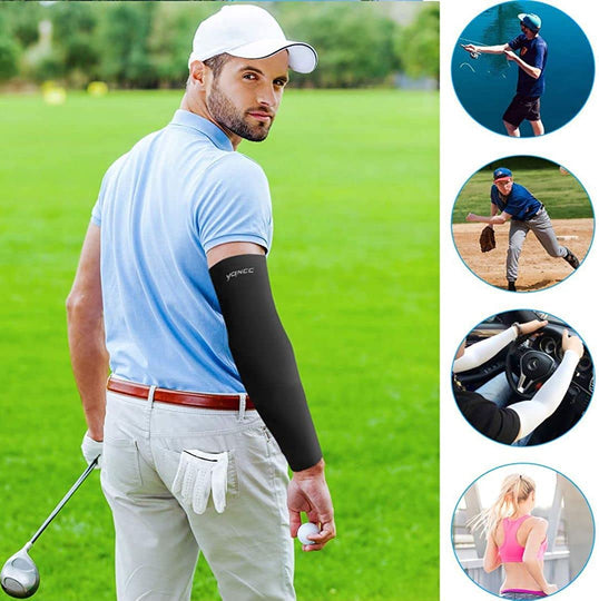4 Pairs UV Sun Protection Arm Sleeves for Men & Women - UPF 50 Sports Compression Cooling Arm Sleeves