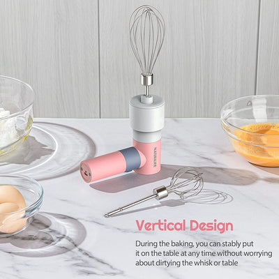  Small Electric Hand Mixer with 2 Speeds & 2 Whisks USB Rechargeable