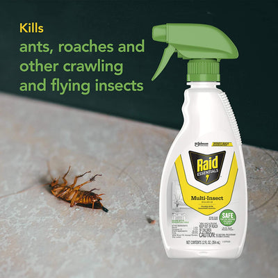 Raid Essentials Multi-Insect Killer Spray Bottle, Child & Pet Safe, for Indoor Use, 12 oz