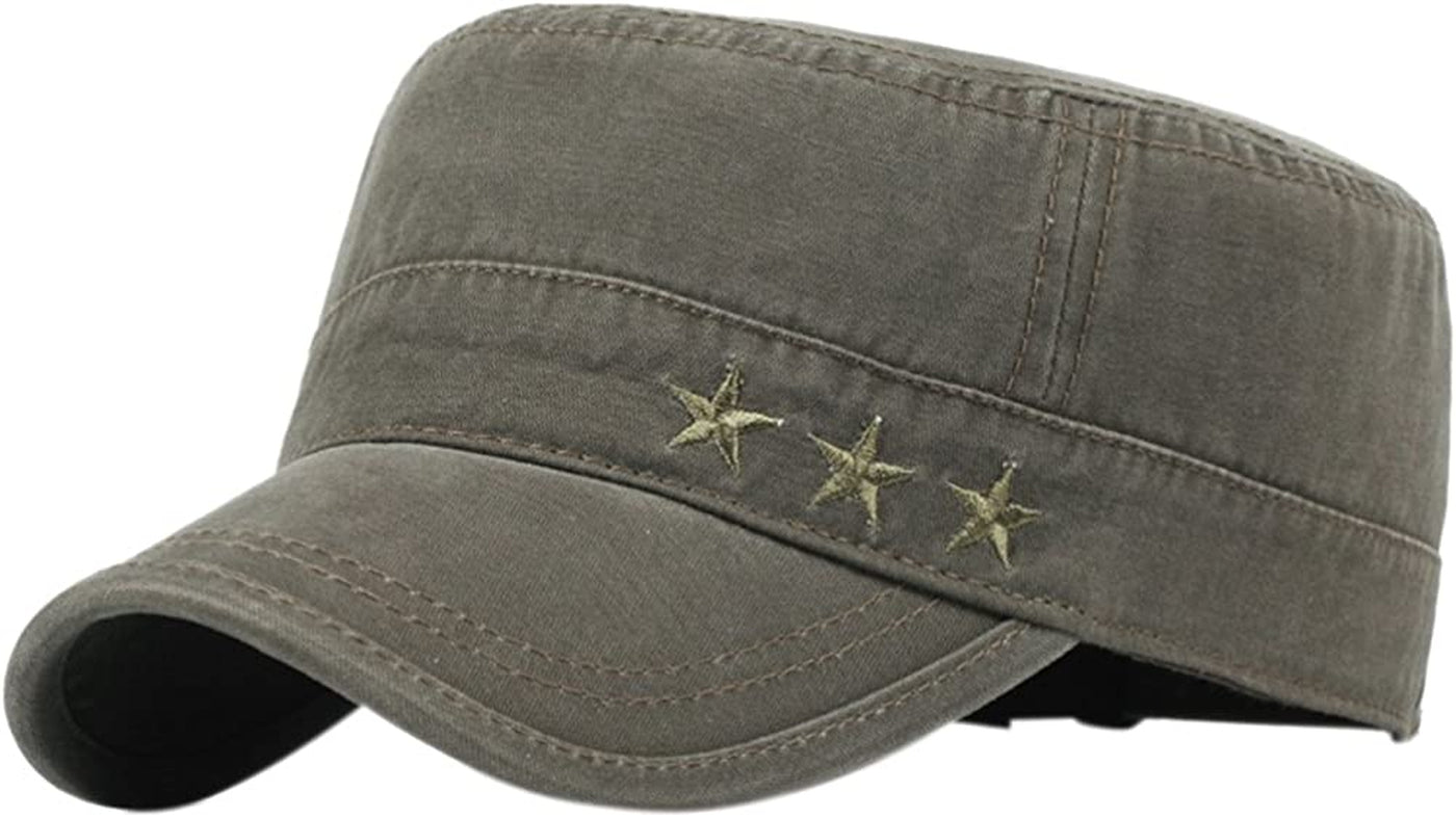 Men's Cotton Flat Top Peaked Baseball Twill Army Military Corps Hat Cap Visor