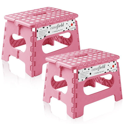  Set of 2 - 9"Collapsible Foot Stool  With Handles for Kids and Adults