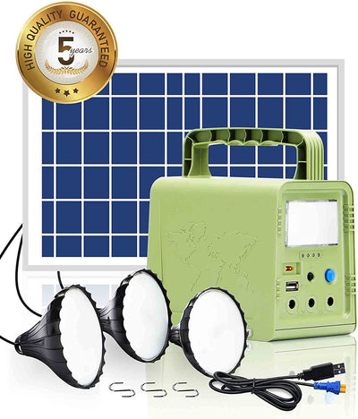 Portable Solar Generator, Portable Solar Power Station with Solar Panel & Flashlights, Rechargeable Home Emergency Power Bank, Camping lights with Battery, USB DC Outlets, for Travel Fishing Hunting