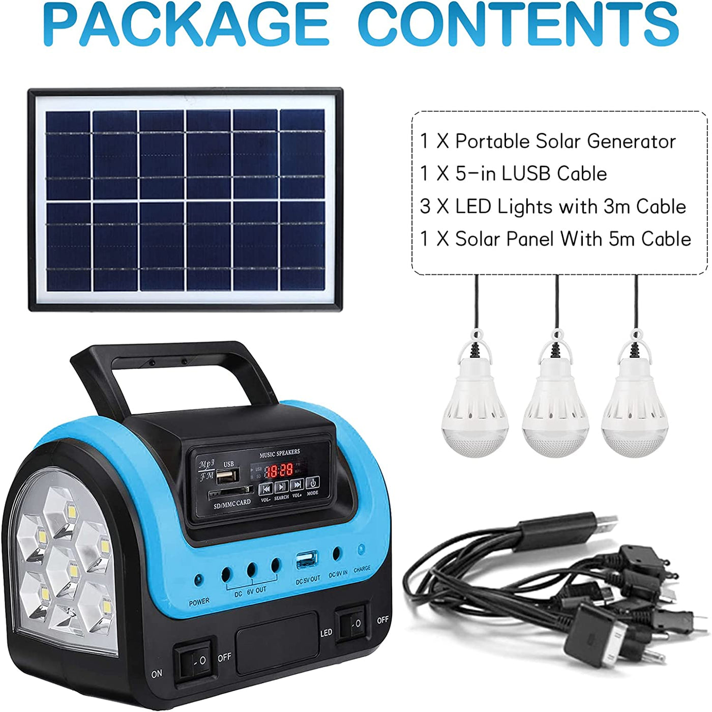 Portable Solar Generator with Flashlight for Home Use Camping Emergency