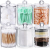 6 Pack Clear Plastic Apothecary Jar Set for Bathroom Canister Storage Organization