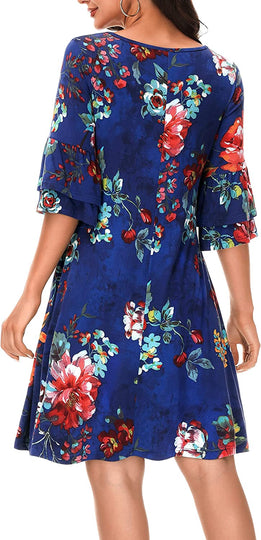 Summer Casual T-Shirt Dresses for Women Loose Fit Comfy Short Sleeves Women Dresses with Pockets Fall Dress