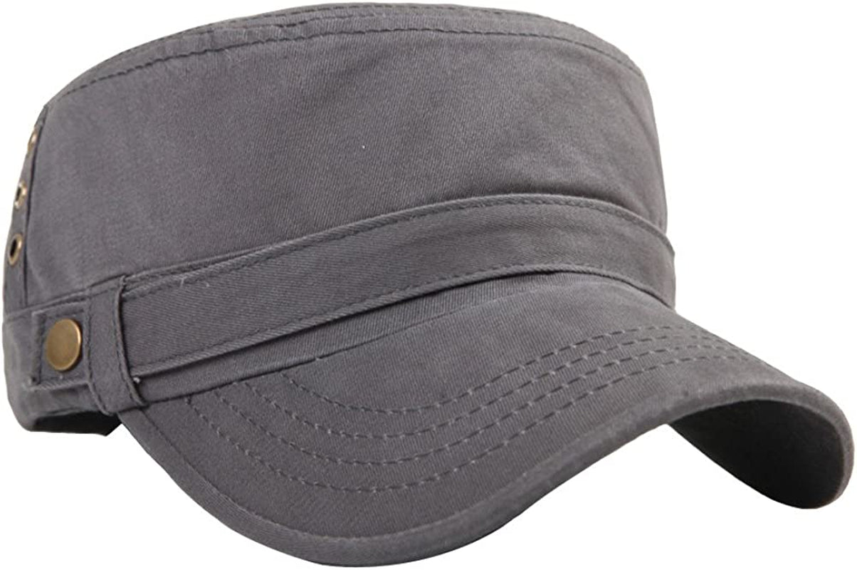 Men's Cotton Flat Top Peaked Baseball Twill Army Military Corps Hat Cap Visor