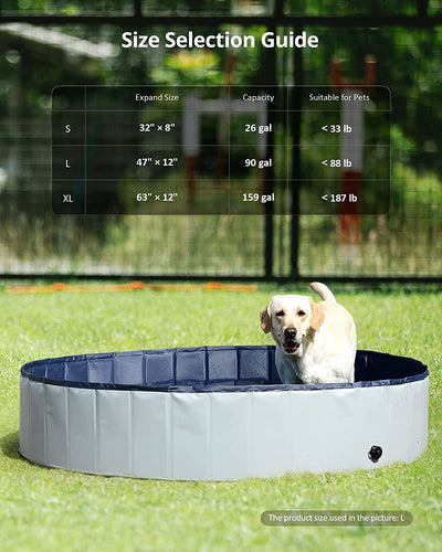 Portable Hard Plastic Pet Bath Pool for Dogs, Collapsible Dog Swimming Pool, Puppy Kiddie Kid Wading Pool for Indoor and Outdoor, 31.5 x 8 inches