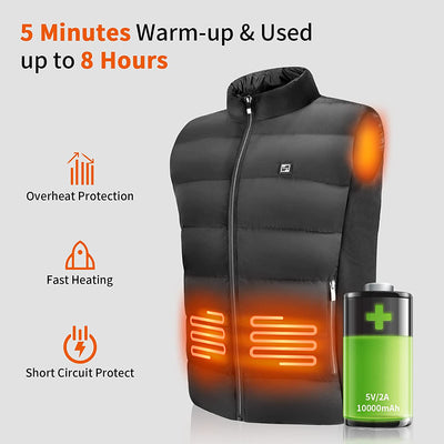 Heated Vest for Men or Women USB Charging Electric Heating Coat, Washable Heated Jacket for Skiing Fishing (No Power Bank)