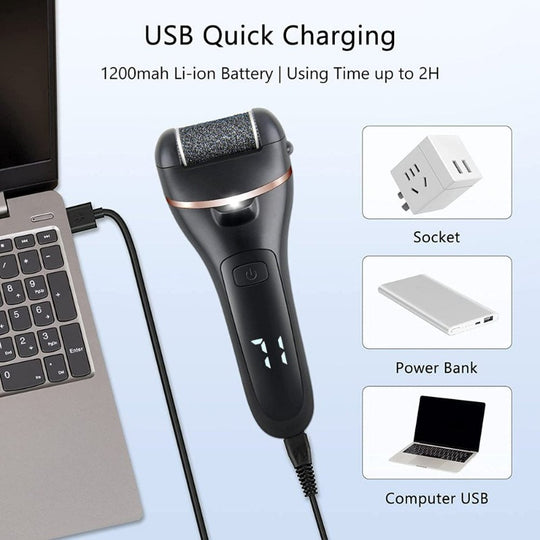 Electric Callus Remover for Feet, Rechargeable Pedicure Tool, Callus Remover Kit with 3 Roller Heads,2 Speed, Battery Display