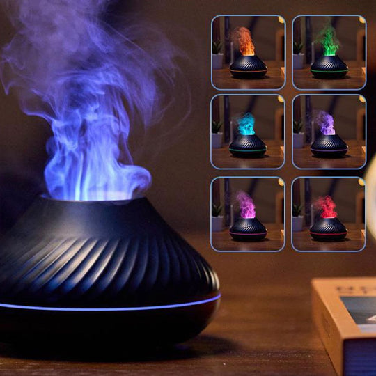 Flame Air Diffuser - 130ml Essential Oil Flame Diffuser Humidifier with Fire LED Light with Auto Off Protection