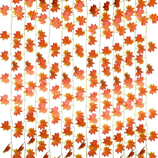  Autumn Artificial Silk Maple Leaf Hanging Garlands, 3.50" (Orange) (12 Count)