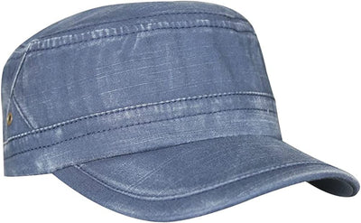 Men's Cotton Flat Top Peaked Baseball Twill Army Military Corps Hat Cap Visor