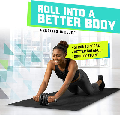  Ab Roller Wheel - Gym & At Home Ab Workout Equipment with 2 Wheels to Exercise Core Abdominal Muscles 