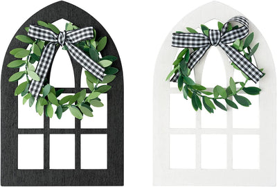  2Pcs Wooden Farmhouse Window Tiered Tray Decoration