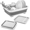 Collapsible Dish Drying Rack - Popup and Collapse for Easy Storage, Drain Water Directly into the Sink, Room for Eight Large Plates, Sectional