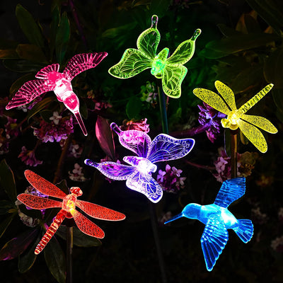 ,3 Pack Solar Butterfly Lights Outdoor, Multi-Color Changing Solar Garden Decorations, LED Solar Light Stakes, Solar Yard Lights for Patio, Lawn & Garden, Solar Bird Lights…