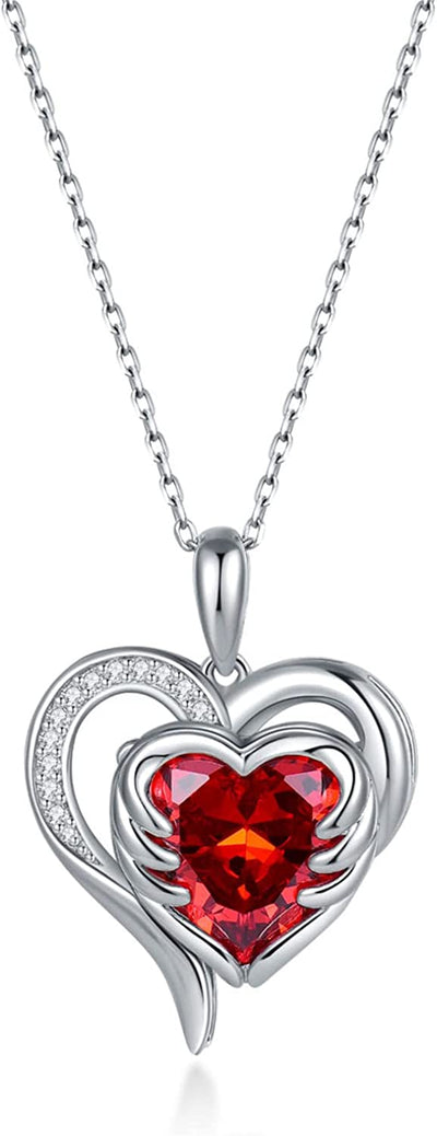 July Birthstone Ruby 925 Sterling Silver Necklaces