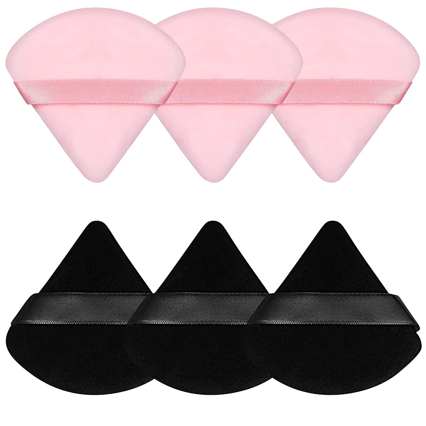 6 Pieces Powder Puff Face Soft Triangle Makeup Puff for Loose Powder Body Powder, Wedge Shape Velour Cosmetic Sponge for Contouring, Under Eyes and Corners, Beauty Makeup Tools