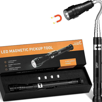 LED Retractable Magnetic Pick-up Tool, Retractable Flashlight
