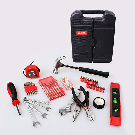 136 Piece Tool Set General Household Hand Tool Kit with Plastic Toolbox 