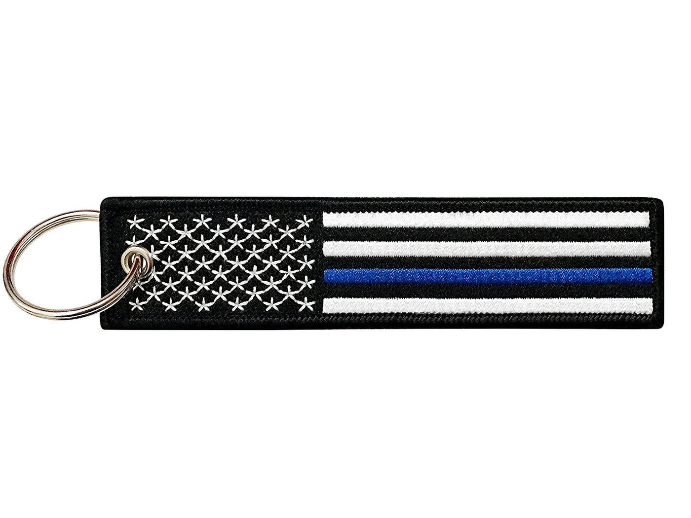 Flag Keychain Tag with Key Ring, EDC for Motorcycles, Scooters, Cars and Gifts (USA Thin Blue Line)