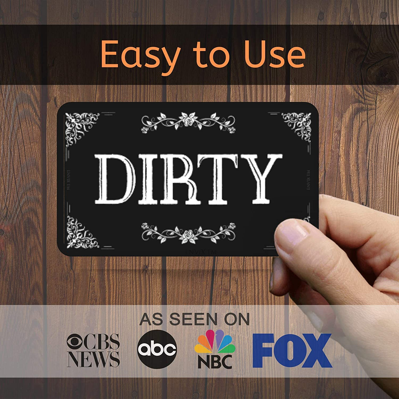 ENVIX Dishwasher Magnet Clean Dirty Sign Double Sided Magnet Flip with Magnetic Plate Kitchen Dish Washer Reversible Indicator Black Chalkboard