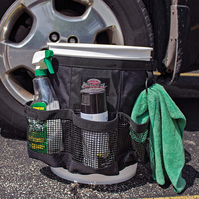 Auto Boss Wash Boss Organizer for a 5 Gallon Bucket, with Fast-Drying, Exterior Mesh Pockets for Car Wash Supplies