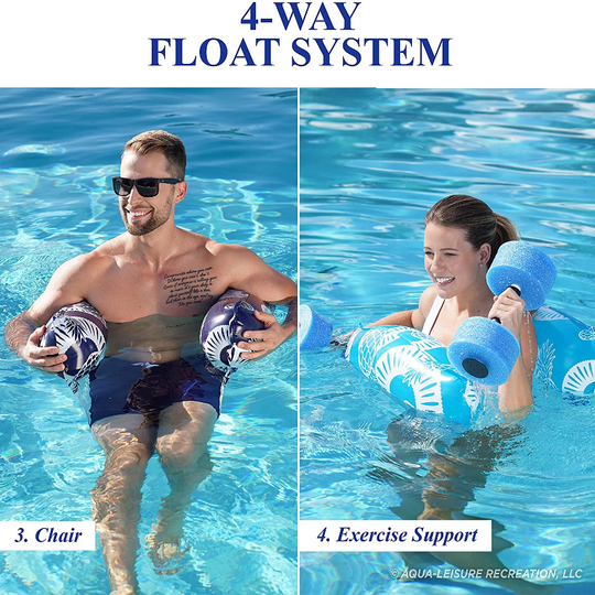 2 Pack - 4-in-1 Pool Hammock Inflatable Pool Chair Floats