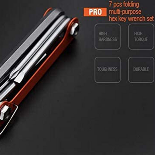 7 In 1 Portable Folding Allen Wrench Set with Phillips and Flathead Screwdriver - Metric Hex Key Wrench Sizes