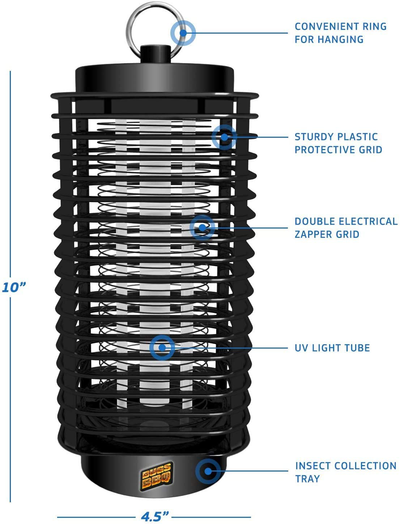 Bug Zapper Indoor and Outdoor - Insects Killer - Fly Trap Outdoor Patio - Insect Killer Zapper - Mosquito Trap - Insect Zapper - Mosquito Attractant Trap - Fly Zapper - Bug Zapper Table Top (Black)