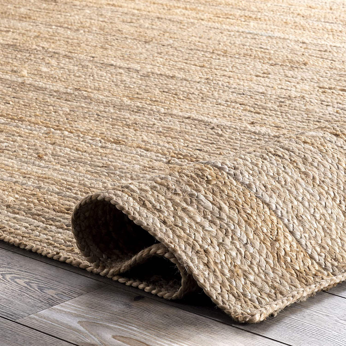 nuLOOM Rigo Hand Woven Farmhouse Jute Area Rug, 4' Round, Natural