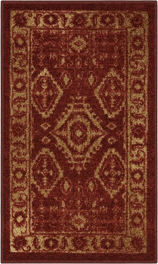 Maples Rugs Georgina Traditional Runner Rug Non Slip Hallway Entry Carpet [Made in USA], 1'8 x 5, Red/Gold