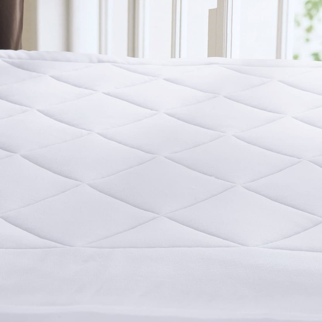 PUREDOWN Coral Fleece Down Alternative Mattress Pad/Topper, White, Queen