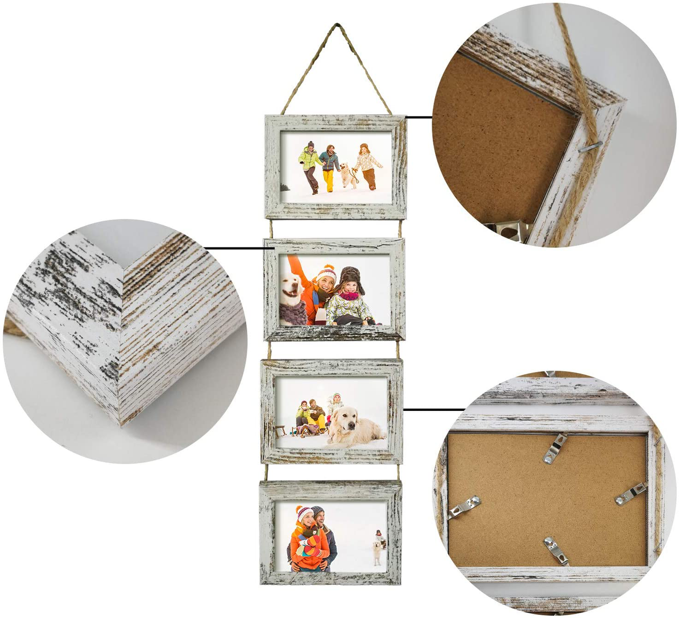 Wall Hanging 5x7 Picture Frames Collage with Distressed White Frames,2 Packs