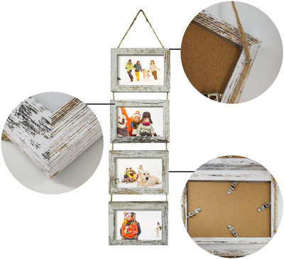 Wall Hanging 5x7 Picture Frames Collage with Distressed White Frames,2 Packs