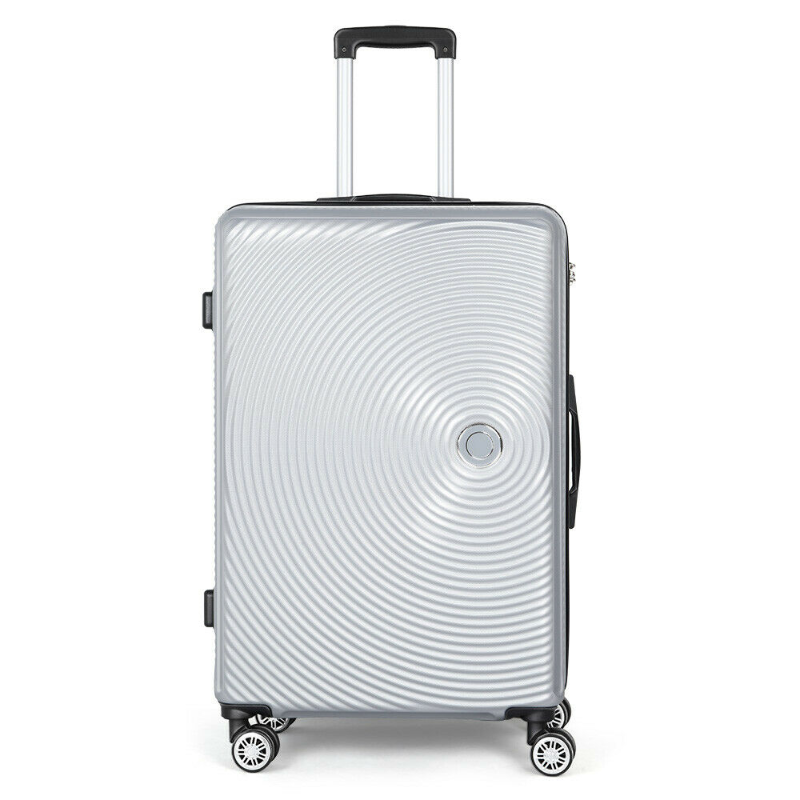 3 Piece Hardshell Luggage Set with Spinner Wheels 20" 24" 28" Silver