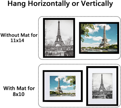 upsimples 11x14 Picture Frame Set of 5,Display Pictures 8x10 with Mat or 11x14 Without Mat,Wall Gallery Photo Frames,Iron Red