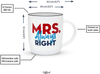 Triple Gifffted Mr Right and Mrs Always Right Coffee Mugs, Couples Gifts Set for Wedding, Happy Anniversary, Engagement, Her, Women, Men, Christmas, Parents, Bride, Couple Valentines Day Gift Cups