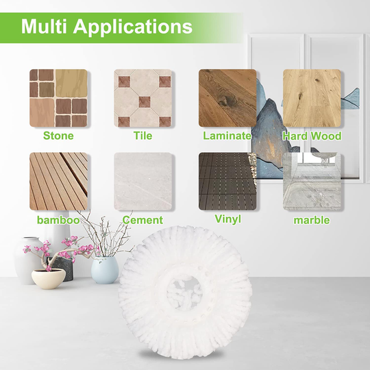 GIBTOOL 4 Pack Mop Head Replacement for Hurricane Spin Mop Replacement Head Microfiber Spin Mop Refills Easy Cleaning Round Shape Standard Size