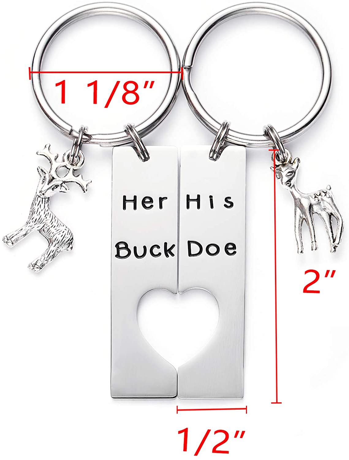 Her Buck His Doe Keychain Set  Keep One - Gift One 