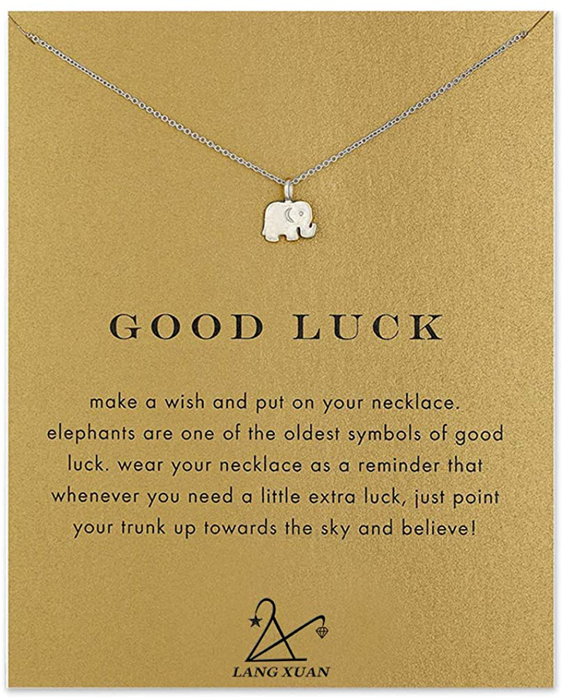 LANG XUAN Friendship Compass Necklace Good Luck Butterfly Pendant Chain Necklace with Message Card Gift Card for Women Girl