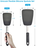 Unicook 2 Pack Flexible Silicone Spatula, Turner, 600F Heat Resistant, Ideal for Flipping Eggs, Burgers, Crepes and More, Black