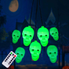 Halloween Skeleton Skull String Lights, Halloween Decoration Spooky Lights with 30 LEDs，Waterproof 8 Modes Twinkle Lights，Halloween Indoor/Outdoor Party, Yard, Haunted House Decorations（Green）