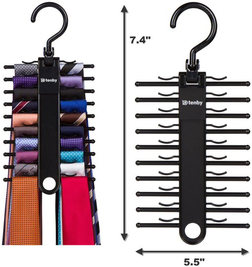 Tenby Living 2-Pack Black Tie Rack, Organizer, Hanger, Holder - Affordable Ti.