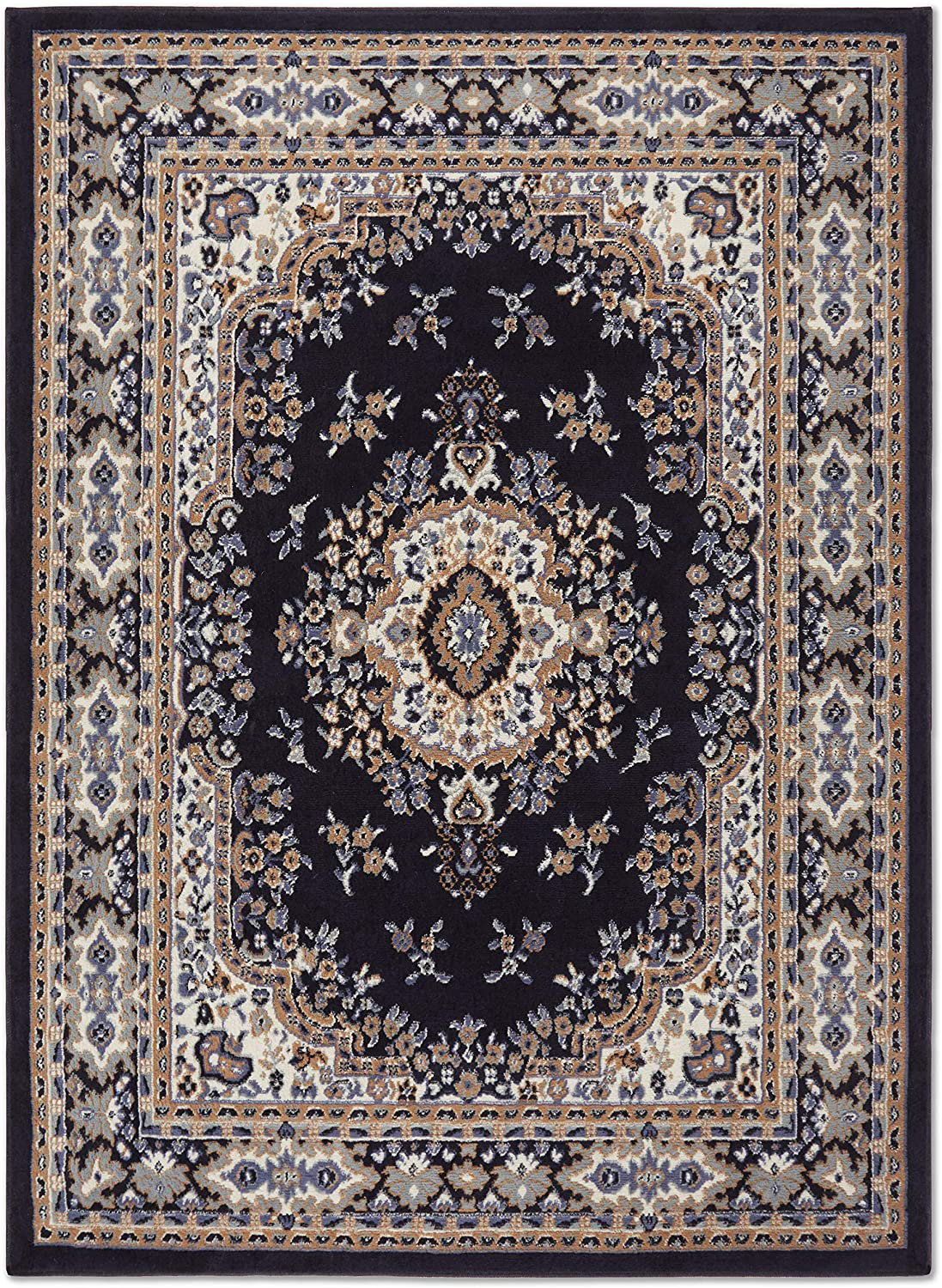 Home Dynamix Premium Sakarya Traditional Medallion Border Area Rug, Country Blue, 1'9"x7'2" Runner