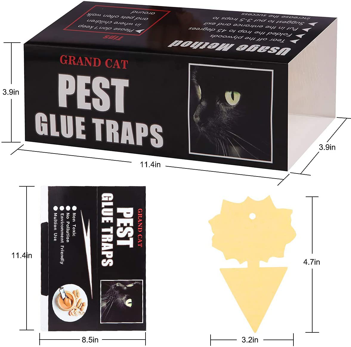 Mouse Glue Traps Large Size,5 Pieces Peanut Butter Mouse Traps Glue Pads Super Sticky Boards for Indoor and Outdoor Mice, Rats, Cockroach, Spiders