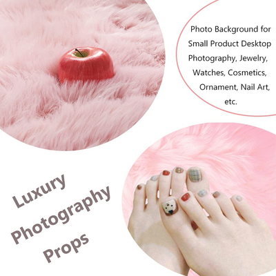 Small Product Photo Background & Luxury Photo Props, 12 Inches Small Square Faux Fur Sheepskin Cushion Fluffy Plush Area Rug, Great for Tabletop Photography, Jewelry, Nail Art, Home Decor (Pink)