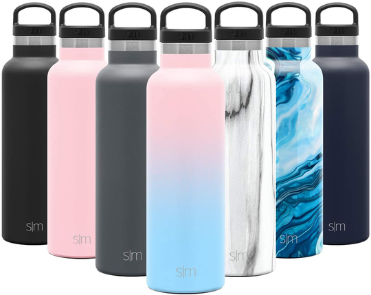 Simple Modern Insulated Water Bottle with Handle Lid Reusable Ascent Narrow Mouth Stainless Steel Thermos Flask, 20oz Handle Lid, Ombre: Sweet Taffy