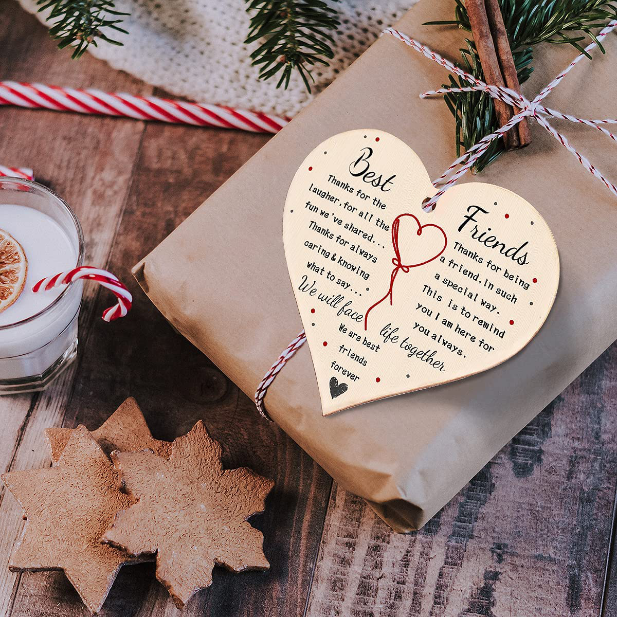 Gifts for Women Best Friend Birthday Gifts Funny Friendship Gifts Unique Inspirational Personalized Wooden Heart Small Under 10 Dollars Decorations Sign Present for Men Women Her Female BFF